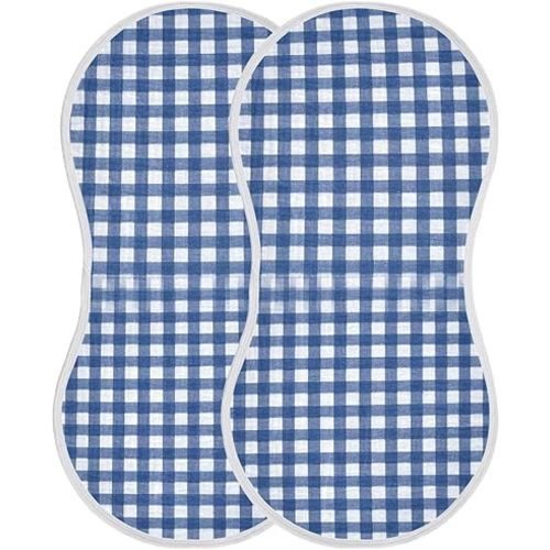Muslin Burp Cloth for Baby 2PCS Blue & White Gingham Super Absorbent Burping Cloths, Bibs for Newborn Boys Girls