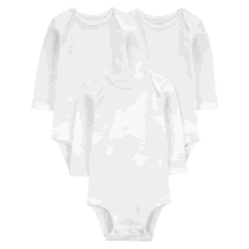 Carter's Child of Mine Baby Unisex Long Sleeve Bodysuits, 3-Pack Sizes Preemie-18 Months