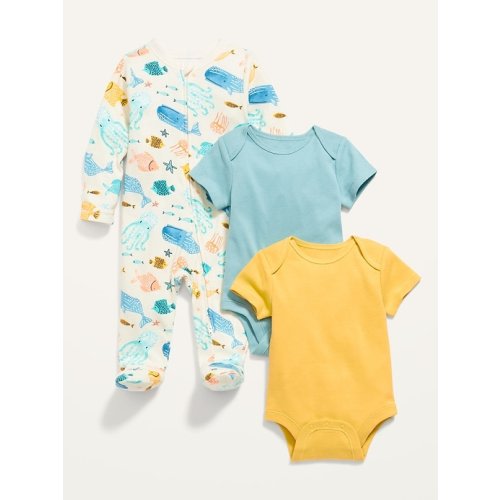 Unisex Sleep &#x26; Play Footed One-Piece and Bodysuit 3-Pack for Baby