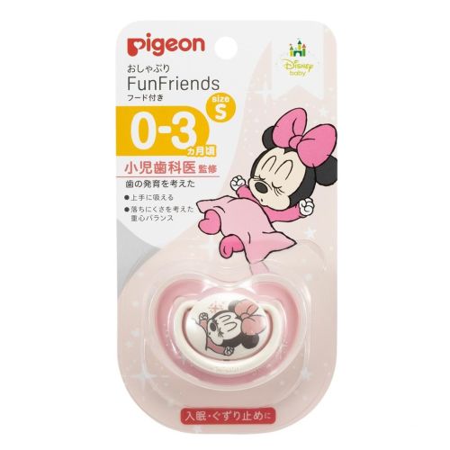 Pigeon Fun Friends Pacifier, 0 - 3 Months, Small, Minnie Pattern, Skin-Friendly, Silicone
