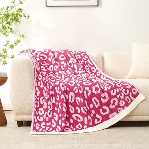 Snuggle Sac Ultra Soft Pink Leopard Blanket Twin Size - Oversized Reversible Cheetah Bedding Blanket, Leopard Pattern Throw for Bed, Sofa, Couch, 60x80 inches