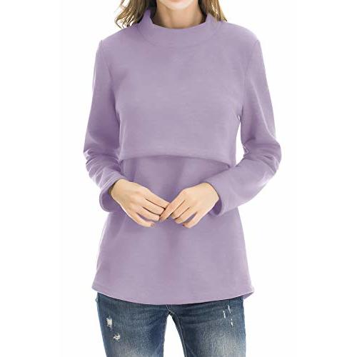 Smallshow Women's Fleece Nursing Tops Shirts Long Sleeve Breastfeeding Clothes