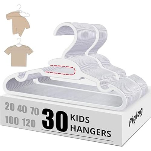 30 PCS Plastic Baby Hangers - Kids Clothes Hanger for Closet, 11.4 Inch Toddler Infant Hanger for Nursery Boys and Girls Hangers Kids Size, Non-Slip, Non-Distorting from Stretching