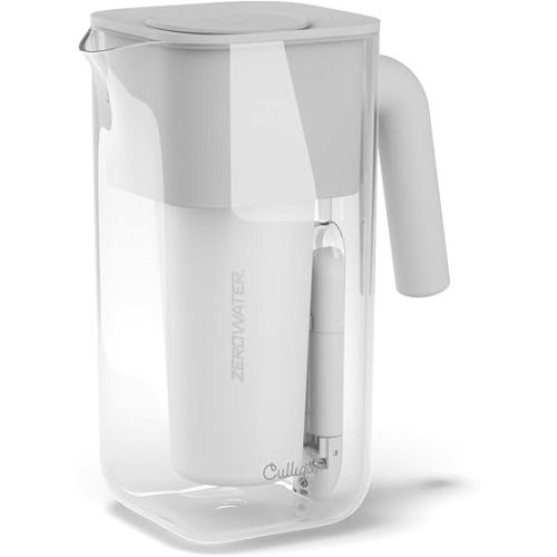 Culligan with ZeroWater Technology 8-Cup Water Filter Pitcher – Includes 5-Stage Advanced Water Filter, IAPMO Certified to Reduce Lead, Total PFAS (Forever Chemicals), Mercury, Fluoride, and Chlorine