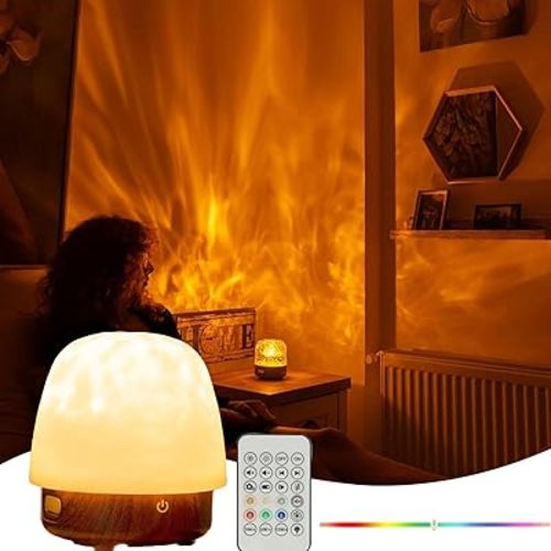 Ocean Wave Lamp, Ocean Wave Projector Light with Bluetooth Speaker 16 Colors Mushroom Light with Remote Control for Bedroom Living Room Decor Party Gift (Walnut Color)