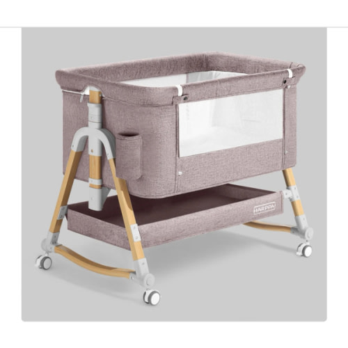 HARPPA Cuddly 3-in-1 Baby Bassinet Bedside Sleeper for Reflux | Attaches to Bed, Adjustable 5 Heights, Non-Toxic & CPSC Certified | Sturdy Aluminum Frame, Portable Wheels, Tool-Free Setup, Gentle Rocking | Perfect for Newborns, Infants, Small Spaces & Saf