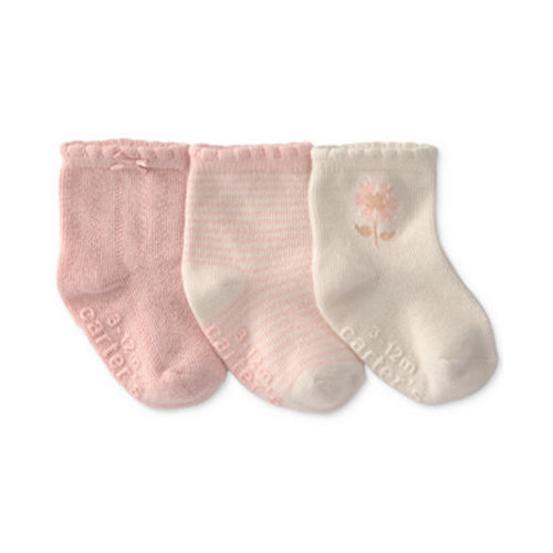 Baby Girls' Floral Socks, 3-Pack