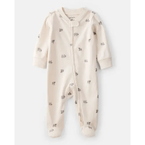 Sheep Print 100% Cotton Long-Sleeve Sleep & Play Pajamas - Ivory | Carter's