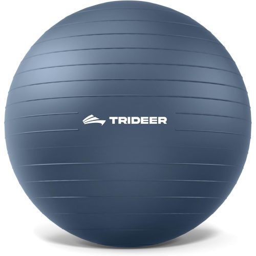 Trideer Exercise Ball for Yoga, Pilates & Fitness – Stability Ball Equipment for Home Gym & Office Chair, Core & Balance Training Accessories, Physical Therapy Equipment, Quick Pump Included - SIZE L (65cm), NAVY BLUE