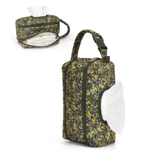 Double-Layer Wipe Holder Quilted Wipes Bag Small Hanging Diaper Bag Portable Wipe Pouch for Stroller, Home, Travel