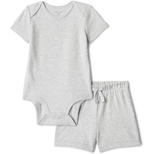 Amazon Essentials Unisex Toddlers' Short Sleeve Bodysuit and Short Set