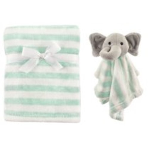 Hudson Baby Boy and Girl Plush Blanket and Security Blanket - Gray Elephant - Blue