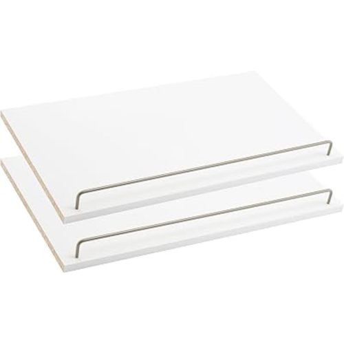 ClosetMaid SuiteSymphony Wood Shoe Shelves Set, Add On Accessory, Angled, Shoe Fence, for 25 in. Units, Pure White/Satin Nickel