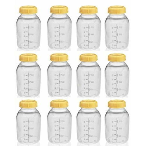 NEW! 12 MEDELA BREASTMILK COLLECTION STORAGE FEEDING BOTTLE SET w/lid 5oz /150ml