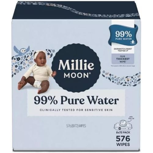 Millie Moon 99% Pure Water Baby Wipe ~ 576 Count