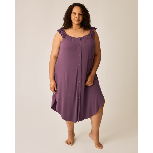 Ruffle Strap Labor & Delivery Gown | Burgundy Plum
