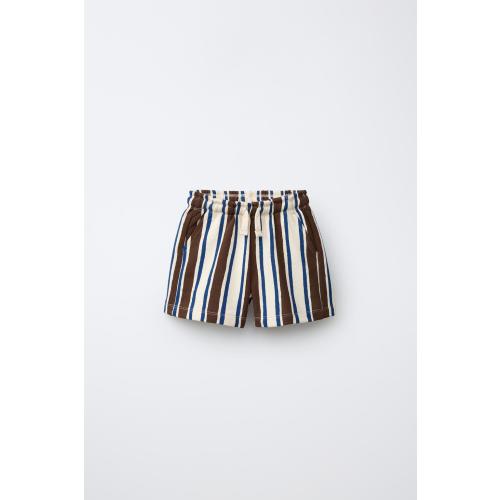PLUSH STRIPED SHORTS - Brown-Blue | ZARA United States
