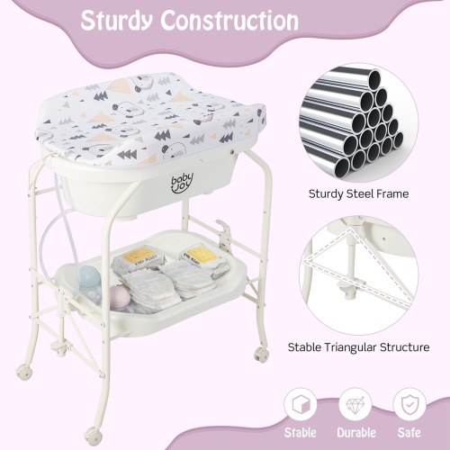 Babyjoy Baby Changing Table with Bathtub, Folding & Portable Diaper - See Details