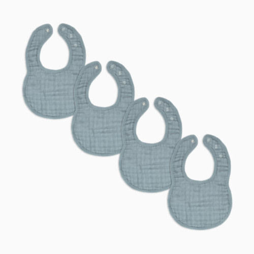 Muslin Bibs with Adjustable Snaps (4 Pack) - Pacific Blue