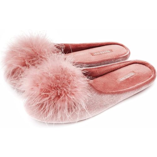 Women's Cozy Velvet Memory Foam House Slipper, Ladies Fuzzy Bedroom Slipper Non-slip Sole