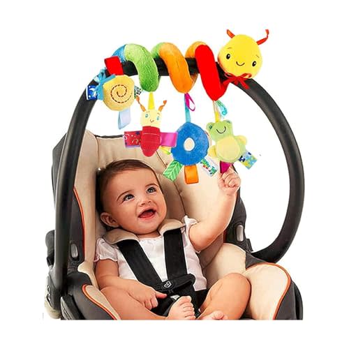 FPVERA Carseat Toys for Infants 0-6 Months Spiral Stroller Newborn Toys, Plush Hanging Baby Rattle Sensory Toys for Crib Mobile Bassinet for 0 3 6 9 12 Boys Girls Ideal Gifts