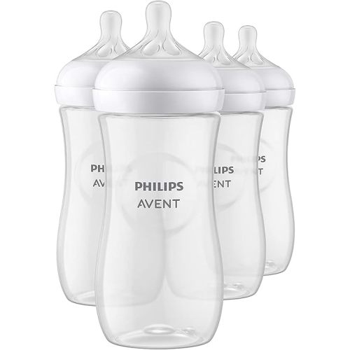 Philips AVENT Natural Baby Bottle with Natural Response Nipple, Clear, 11oz, 4pk, SCY906/04