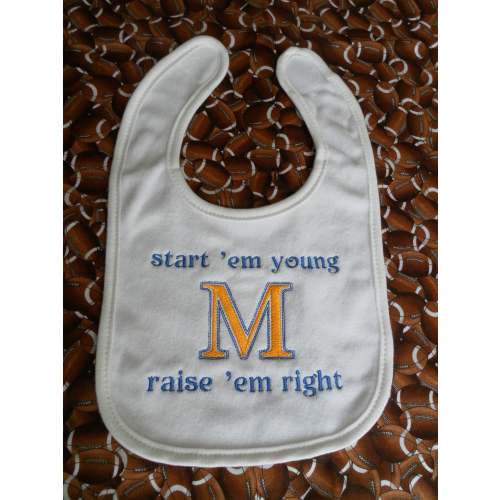 Baby Bib - University of Michigan start 'em young - wolverines - michigan bib - wolverine bib - big house