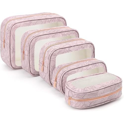 YOPCDJ 5PCS Diaper Bag Organizer Pouches Set, TSA Approved Travel Toiletry Bag For Women, Waterproof Clear Makeup Bag Set, Floral Small Makeup Bag Suitable For Women