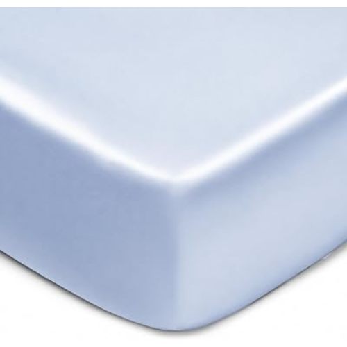 Satin Crib Sheet for Baby Hair Care Silky Soft Fitted, Light Blue