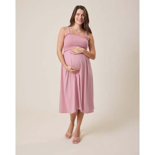 Sienna Smocked Maternity & Nursing Dress | Light Mauve - Kindred Bravely