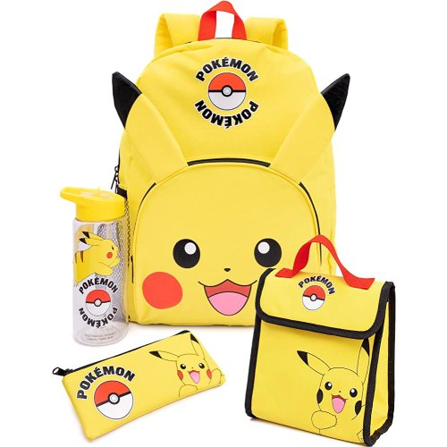 Pokémon Pikachu Kids Backpack Set | 4-Piece School Bag with Lunch Bag, Pencil Case & Water Bottle