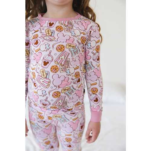 SNACKS (PINK) | Mickey Toddler Bamboo Pajamas | Gender Neutral | Pastel Pjs | Disneyland Apparel | Disney Vacation