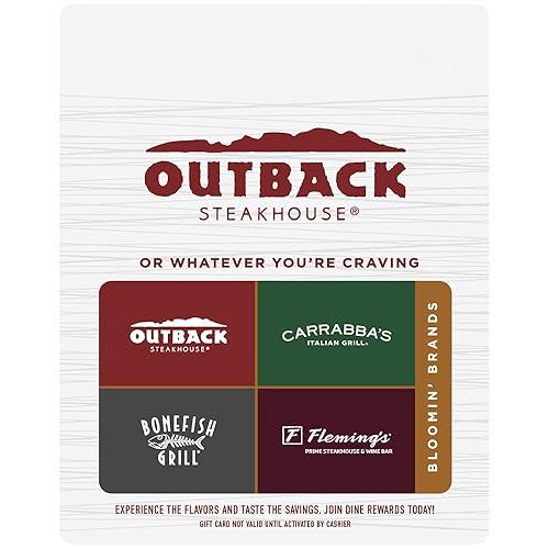 Bloomin Brands Inc. Outback Steakhouse Multibrand Restaurant Gift Card