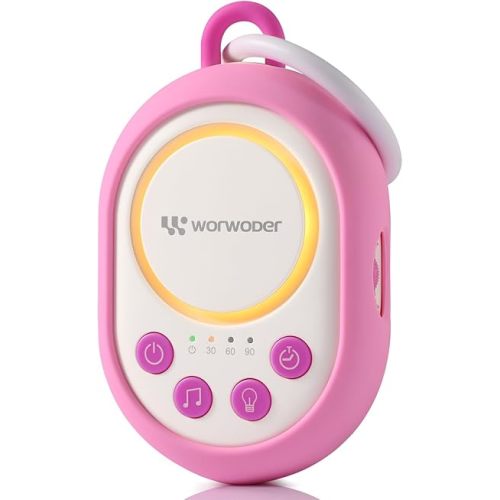 Baby White Noise Sound Machine with Night Light, 20 Soothing Sounds, 22 Hours Battery Life, Travel, Registry Gift, Shower, Clips on Baby Stroller