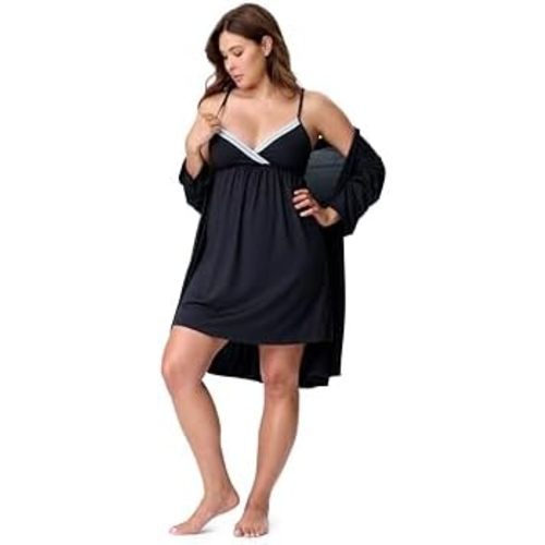 Motherhood Maternity Womens Nursing Nightgown and Robe Set for Labor Delivery and Breastfeeding