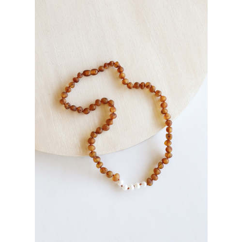 Raw Cognac Baltic Amber + Pearls || Necklace – CanyonLeaf