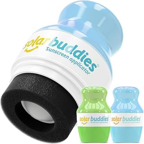 Solar Buddies Sunscreen Applicator - Full Green & Blue Duo- BPA-Free Refillable Roll on Sponge Sunscreen,Suncream & Lotion Applicator For Kids,Adults & Families Holds 3.4fl oz,Perfect Size for Travel