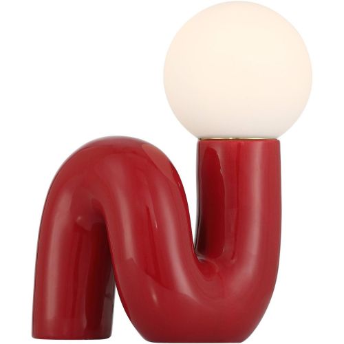 360 Lighting Fondant 11 3/4" Small Mid Century Modern Accent Table Lamp Velvet Red Ceramic Single White Shade Christmas Decor Living Room Bedroom