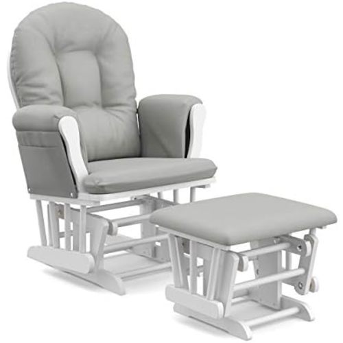 Storkcraft Premium Hoop Glider & Ottoman, White/Light Gray
