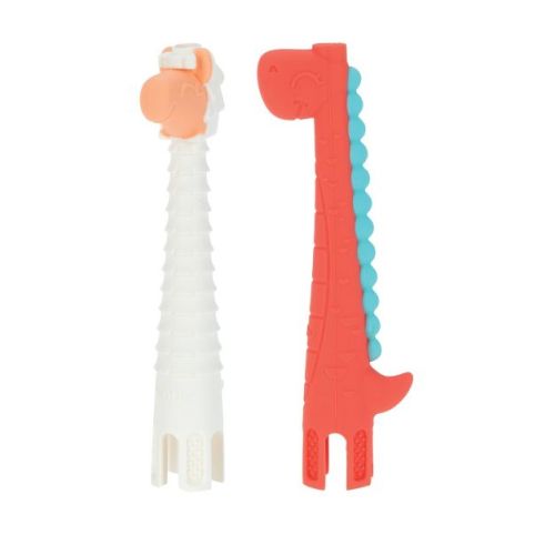 Nuby Silicone Sensory Tube Teetheres - Dino and Llama - 2pk: BPA-Free, Rattles, Baby Teethers, 2-Piece Set