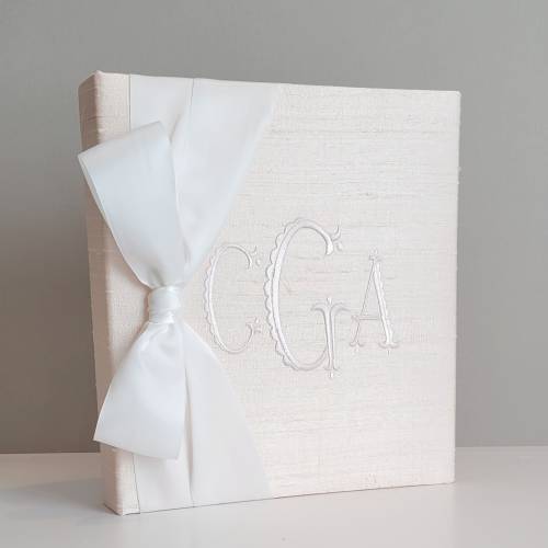 Monogrammed Silk Baby Memory Book: Heirloom First Year Keepsake