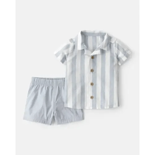 Baby Boy 2-Piece Top & Short Set - Blue | Carter's