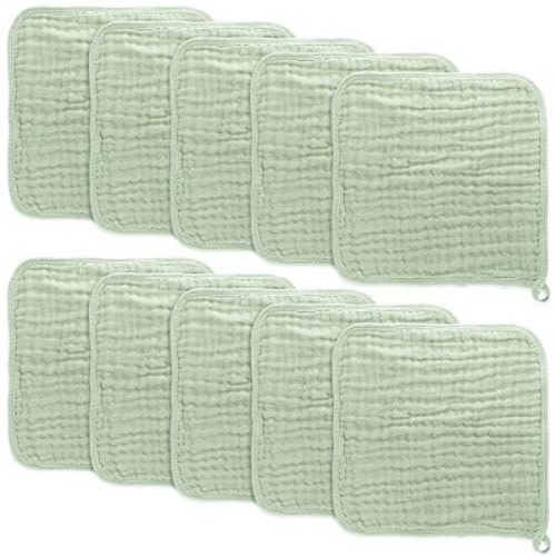 Baby Washcloths Muslin Cotton, Large 10”x10” By Comfy Cubs