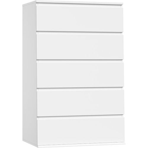 FOTOSOK White Dresser, Dresser for Bedroom, 5 Drawer Chest of Drawers