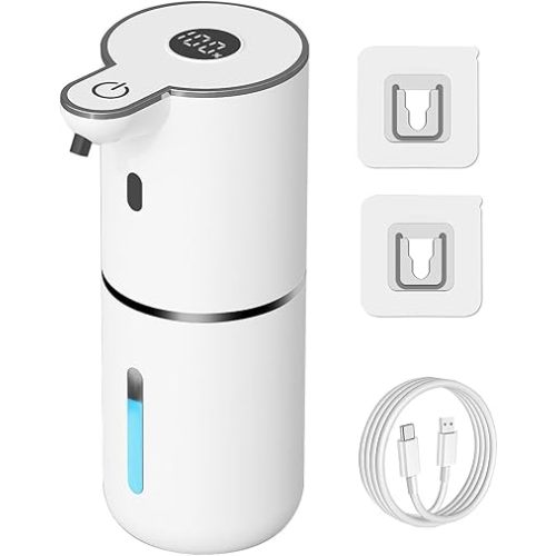 Automatic Liquid Soap Dispenser Touchless, USB Rechargeable Smart Hand Soap Dispenser, 6-Level Adjustable, 12.8oz/380mL Wall Mounted for Bathroom Kitchen Dish Soap-White