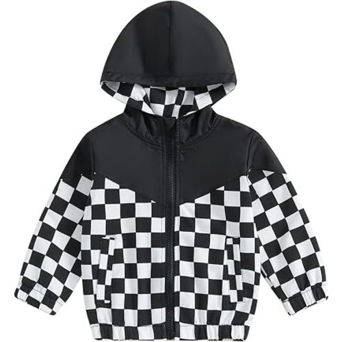 Baby Boys Hoodies Jacket Checkerboard Zip-Up Hooded Long Sleeve Coat Outerwear Toddler Fall Winter Clothes