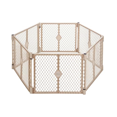 Toddleroo by North States - Superyard Baby Play Yard: Freestanding 6-Panel Baby Playpen - Indoor or Outdoor Use - Made in USA - Encloses Up to 18.5 Square Feet - 26 Inches Tall - Sand