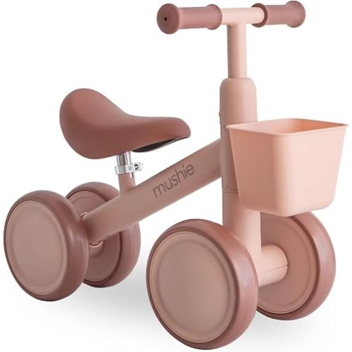 mushie Mini Toddler Bike (Blush) | 12-24 Months | 4 Wheels First Balance Bike