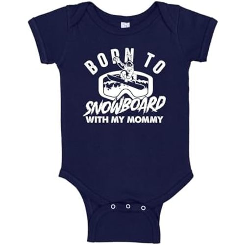 Born to Snowboard with Mommy Baby One Piece Bodysuit Or Toddler T-Shirt Snowboarding Newborn Gift