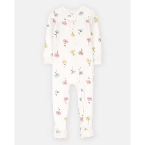 Baby Girl Floral Print PurelySoft Footie 1-Piece Pajamas - Ivory | Carter's